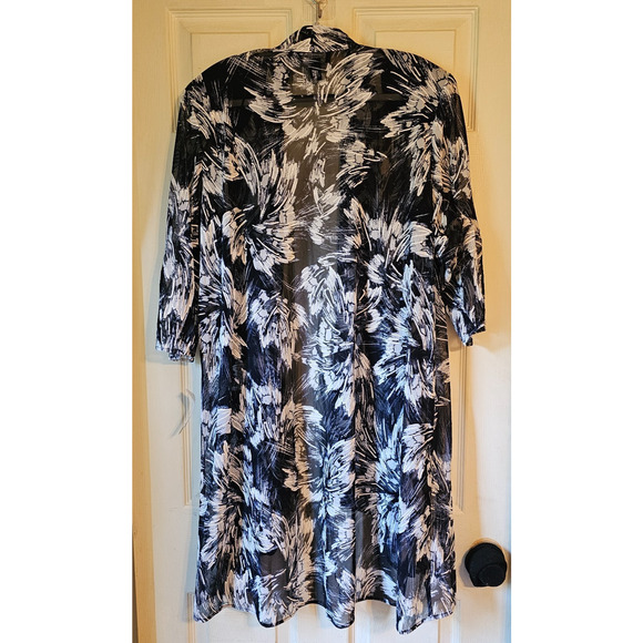NWT R&M Richards Womens Sheer 3/4 Sleeve Open Front Cardigan Sz 18W - Picture 2 of 12